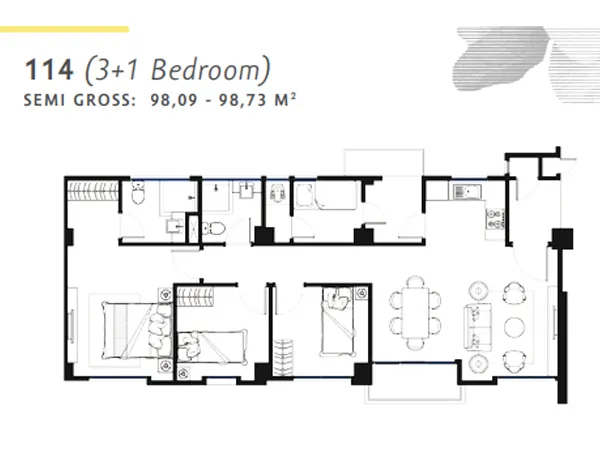 Floor plan for Type 114