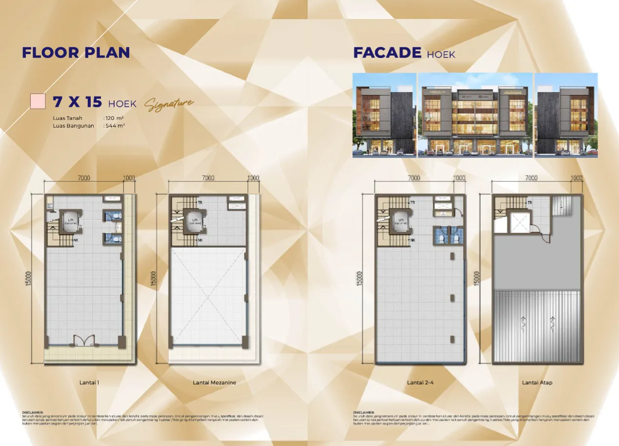 Floor plan for Signature 7x15 Hoek