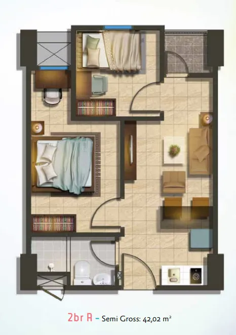 Floor plan for 2 Bedroom
