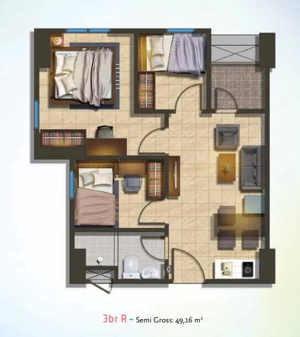 Floor plan for 3 Bedroom